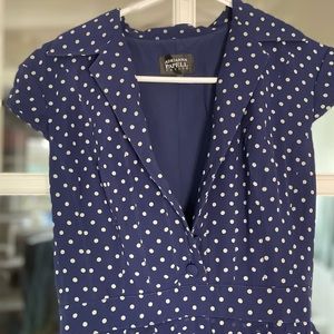 Adrianna Papell blue polka dot dress size 6p